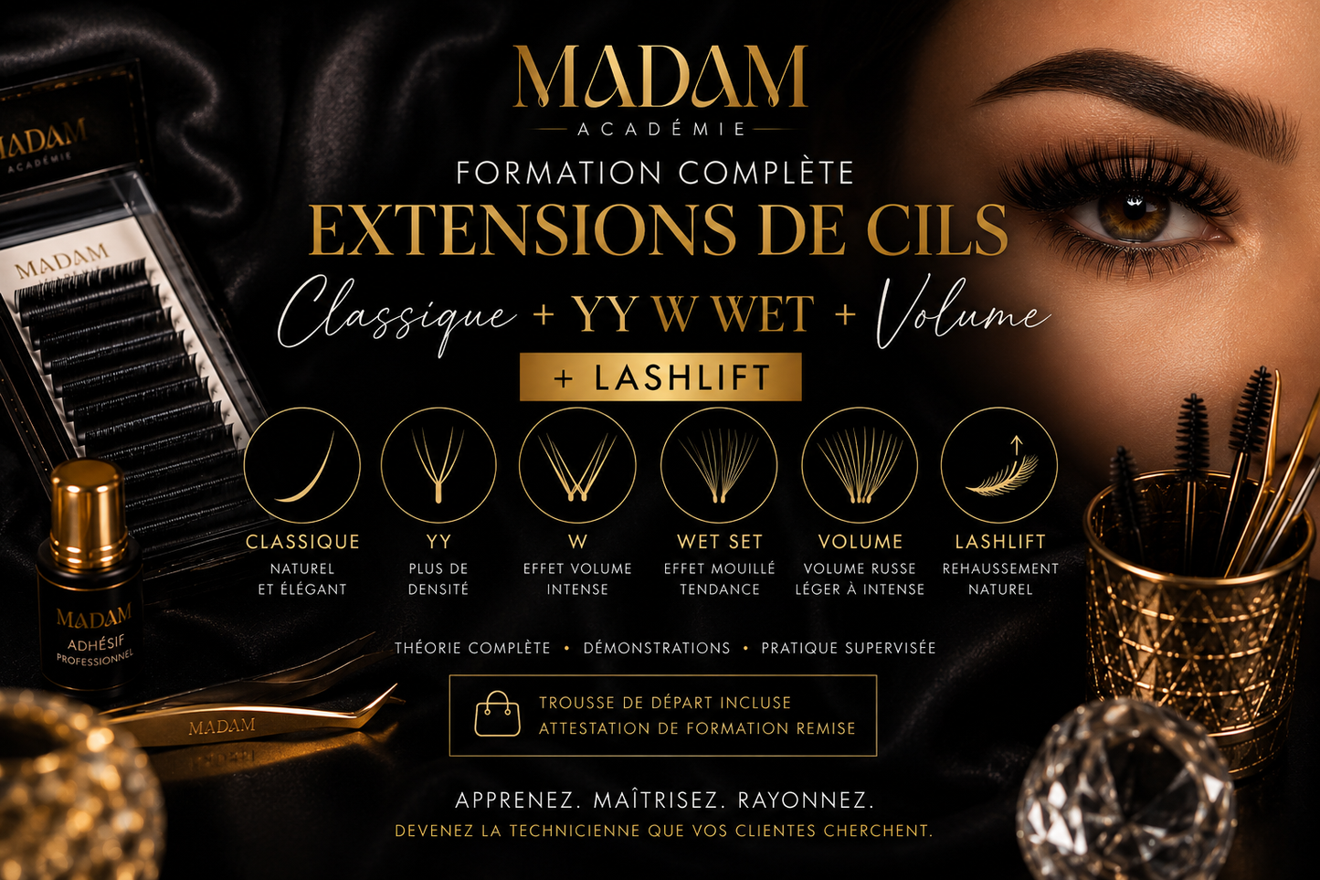 Formation Classique + YY W WET + Volume – Extensions de Cils + Lashlift